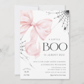 Baby Shower Uitnodiging Little Boo Roze Strik (Voorkant)