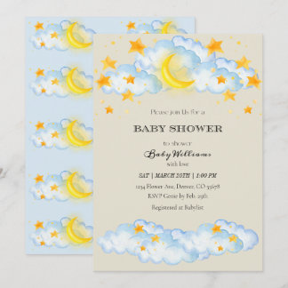 Baby shower Uitnodiging Maan en Sterren Thema