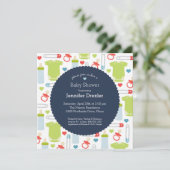 Baby shower Uitnodiging marine (Staand voorkant)