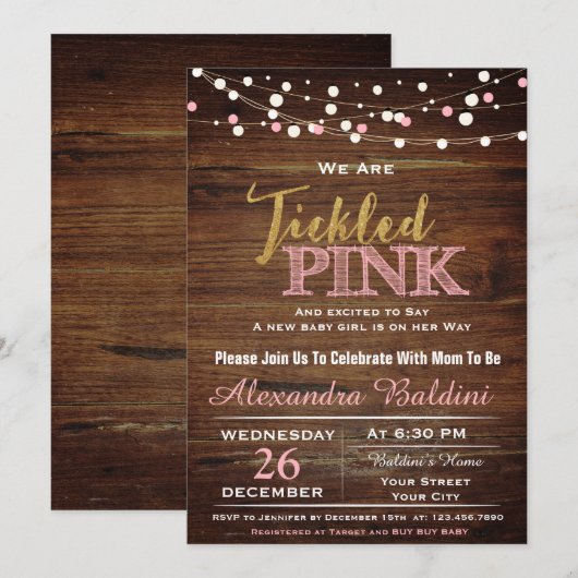 Baby shower uitnodiging meisje (Voorkant / Achterkant)