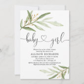 Baby shower uitnodiging meisje eenvoudig modern gr (Voorkant)