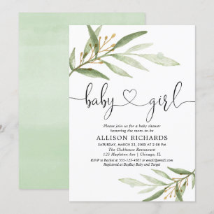 Baby shower uitnodiging meisje eenvoudig modern gr
