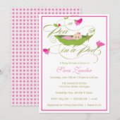 baby shower Uitnodiging - Meisje erwt in een dop (Voorkant / Achterkant)