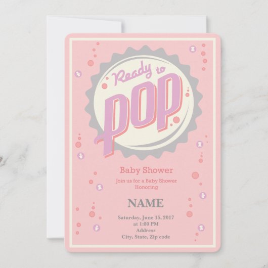 baby shower Uitnodiging (Meisje) - Klaar voor Pop (Voorkant)