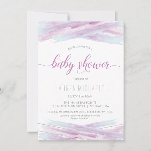 Baby shower Uitnodiging - Meisje, Roze, Custom (Voorkant)