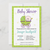 Baby shower Uitnodiging met Baby Carriage (Voorkant)