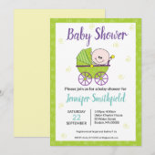 Baby shower Uitnodiging met Baby Carriage (Voorkant / Achterkant)