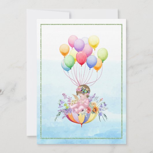 Baby shower Uitnodiging met Baby in Paraplu (Achterkant)