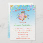 Baby shower Uitnodiging met Baby in Paraplu (Voorkant / Achterkant)