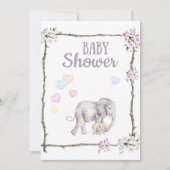 baby shower Uitnodiging met Baby olifant (Voorkant)