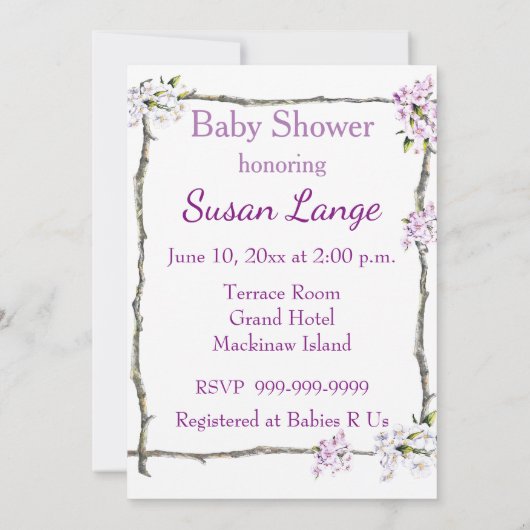 baby shower Uitnodiging met Baby olifant (Achterkant)