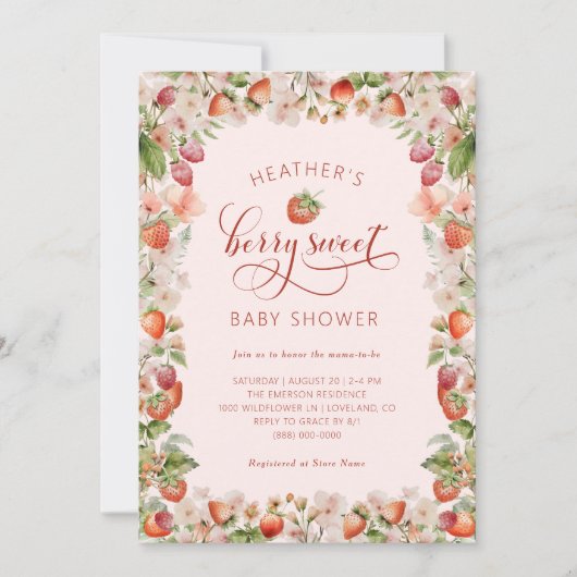 Baby Shower Uitnodiging met Bessen (Voorkant)