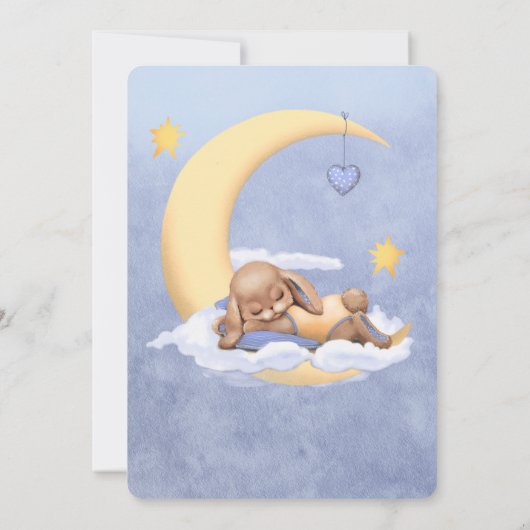 Baby shower uitnodiging met bunny. (Achterkant)