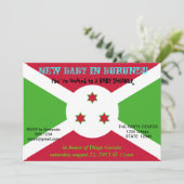 Baby shower Uitnodiging met Burundese vlag (Staand voorkant)