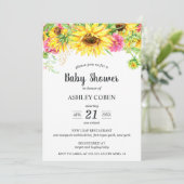 Baby shower Uitnodiging met Cascading Sunflowers (Staand voorkant)
