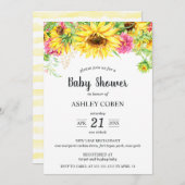 Baby shower Uitnodiging met Cascading Sunflowers (Voorkant / Achterkant)