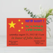 Baby shower Uitnodiging met Chinese vlag (Staand voorkant)