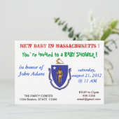 Baby Shower Uitnodiging met de Vlag van Massachuse (Staand voorkant)