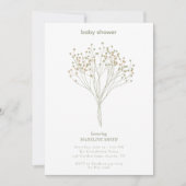 Baby Shower Uitnodiging met Delicate Bloemkunst (Voorkant)
