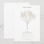 Baby Shower Uitnodiging met Delicate Bloemkunst (Voorkant / Achterkant)