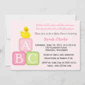 baby shower-uitnodiging met Duckie- en ABC-blokken Kaart (Voorkant)