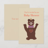 Baby shower uitnodiging met een beer (Voorkant / Achterkant)