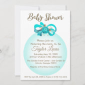 Baby shower Uitnodiging met een Blue Balloon & Bow (Voorkant)