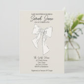 Baby shower uitnodiging met een boog (Staand voorkant)