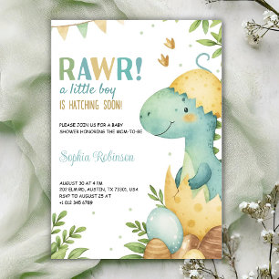 Baby shower uitnodiging met een dinosaurus