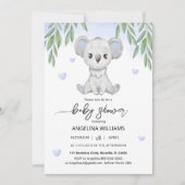 Baby shower uitnodiging met een leuke koala. (Voorkant)