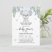 Baby shower uitnodiging met een leuke koala. (Staand voorkant)