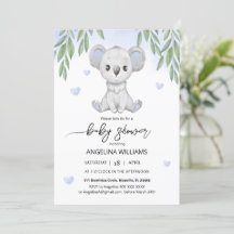 Baby shower uitnodiging met een leuke koala.