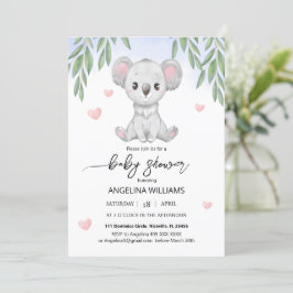 Baby shower uitnodiging met een leuke koala.