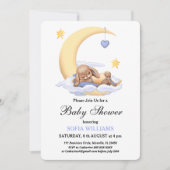 Baby shower uitnodiging met een schattig konijntje (Voorkant)