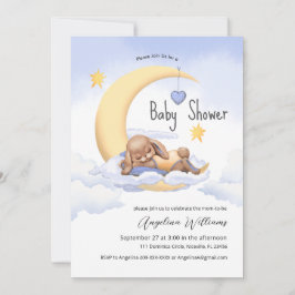 Baby shower uitnodiging met een schattig konijntje