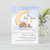 Baby shower uitnodiging met een schattig konijntje (Staand voorkant)