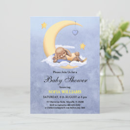 Baby shower uitnodiging met een schattig konijntje