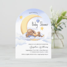 Baby shower uitnodiging met een schattig konijntje