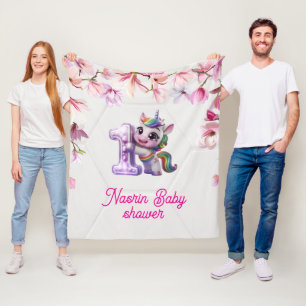 Baby Shower Uitnodiging met Eenhoorn Fleece Deken