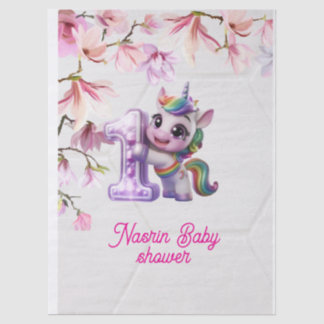 Baby Shower Uitnodiging met Eenhoorn  Tissuepapier
