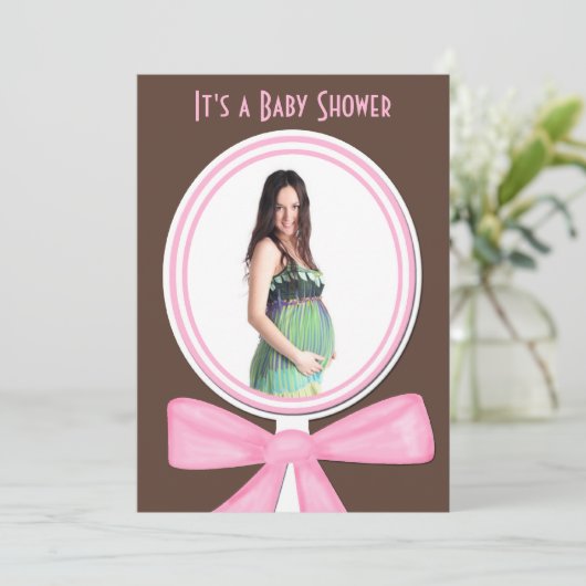 Baby shower Uitnodiging met Foto of Afbeelding (Staand voorkant)