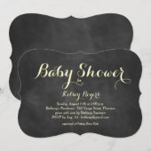 Baby shower-uitnodiging met geel chrokbord kaart (Voorkant / Achterkant)