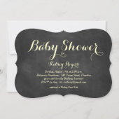 Baby shower-uitnodiging met geel chrokbord kaart (Voorkant)