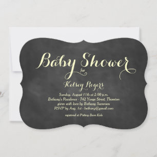 Baby shower-uitnodiging met geel chrokbord kaart