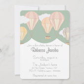 Baby shower Uitnodiging met girly heteluchtballonn (Voorkant)