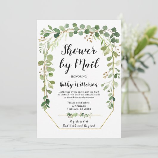 Baby Shower Uitnodiging met Groene Tuintjes per Po (Staand voorkant)