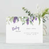 Baby Shower Uitnodiging met lavendelblad (Staand voorkant)