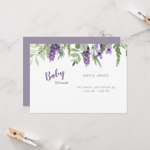 Baby Shower Uitnodiging met lavendelblad