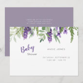 Baby Shower Uitnodiging met lavendelblad (Voorkant / Achterkant)