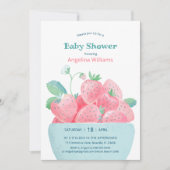 Baby shower uitnodiging met leuke aardbeien (Voorkant)